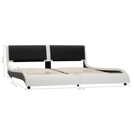 Bed Frame White and Black Faux Leather 153x203 cm Queen - Image 7