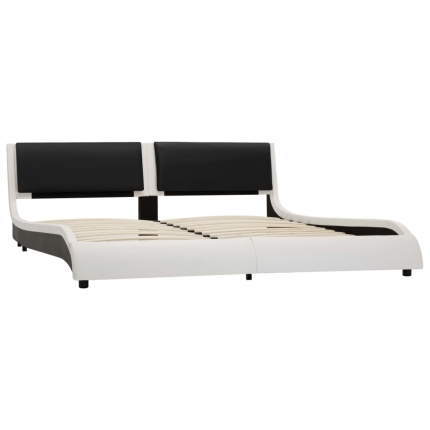 Bed Frame White and Black Faux Leather 183x203 cm King - Image 2