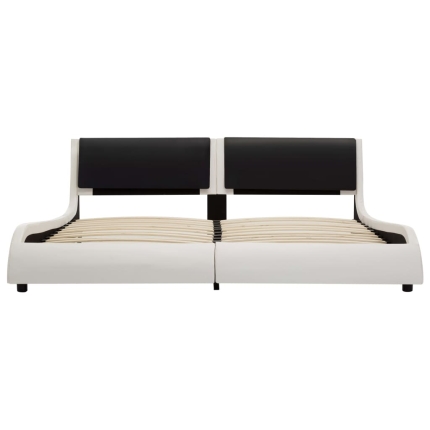 Bed Frame White and Black Faux Leather 183x203 cm King - Image 3