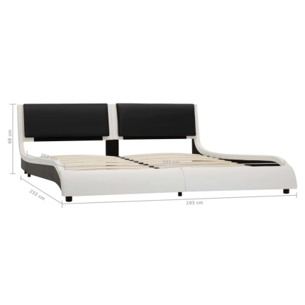 Bed Frame White and Black Faux Leather 183x203 cm King - Image 7
