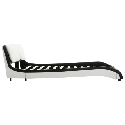 Bed Frame Black and White Faux Leather 106x203 cm King Single - Image 5