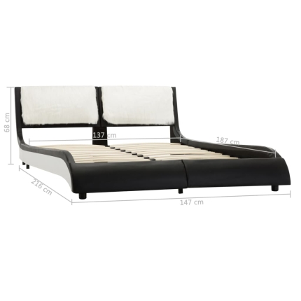 Bed Frame Black and White Faux Leather 137x187 cm Double - Image 8