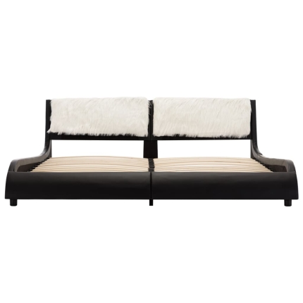 Bed Frame Black and White Faux Leather 153x203 cm Queen - Image 4