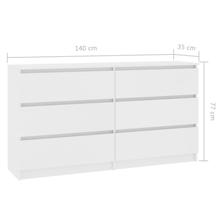 Sideboard White 140x35x77 cm Chipboard - Image 6