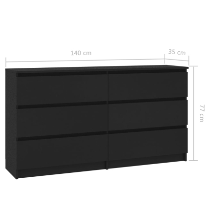Sideboard Black 140x35x77 cm Chipboard - Image 6