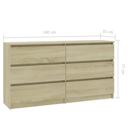 Sideboard Sonoma Oak 140x35x77 cm Chipboard - Image 6