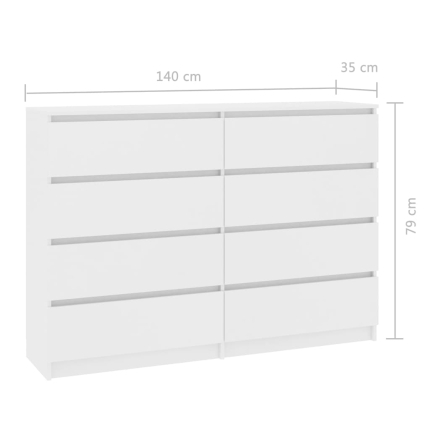 Sideboard White 140x35x79 cm Chipboard - Image 6
