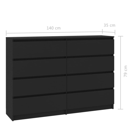 Sideboard Black 140x35x79 cm Chipboard - Image 6