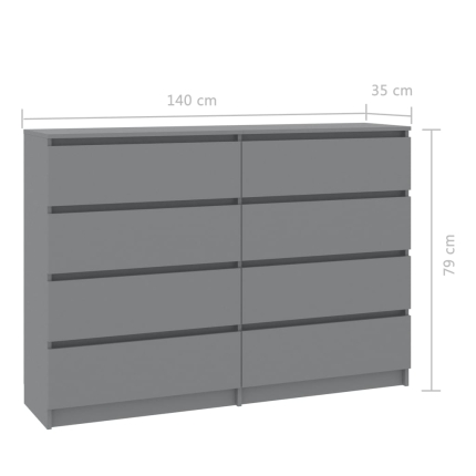 Sideboard Grey 140x35x79 cm Chipboard - Image 6