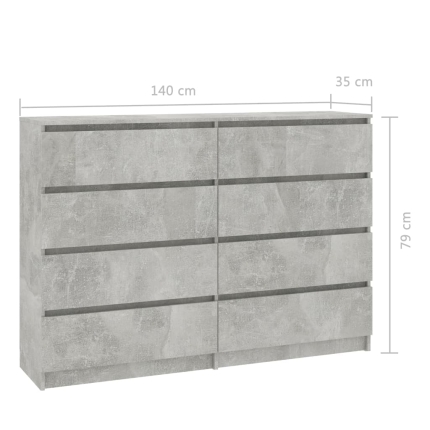 Sideboard Concrete Grey 140x35x79 cm Chipboard - Image 6