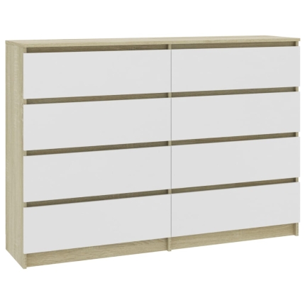 Sideboard White and Sonoma Oak 140x35x79 cm Chipboard - Image 2