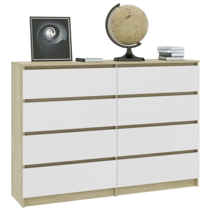Sideboard White and Sonoma Oak 140x35x79 cm Chipboard - Image 3