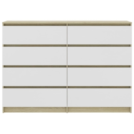 Sideboard White and Sonoma Oak 140x35x79 cm Chipboard - Image 4