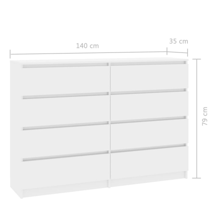 Sideboard High Gloss White 140x35x79 cm Chipboard - Image 6