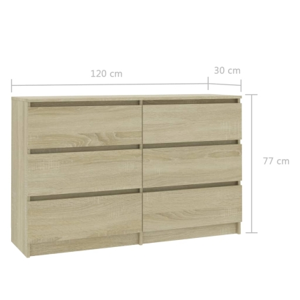 Sideboard Sonoma Oak 120x30x77 cm Chipboard - Image 6
