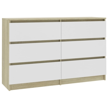 Sideboard White and Sonoma Oak 120x30x77 cm Chipboard - Image 2