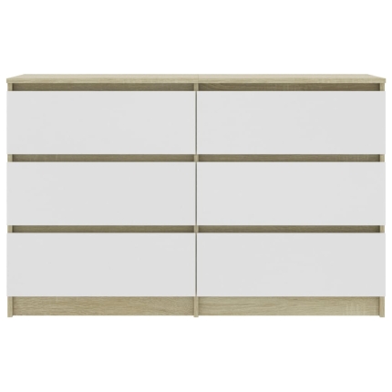Sideboard White and Sonoma Oak 120x30x77 cm Chipboard - Image 4
