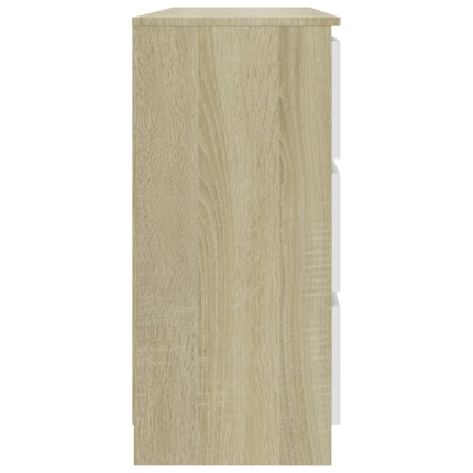 Sideboard White and Sonoma Oak 120x30x77 cm Chipboard - Image 5