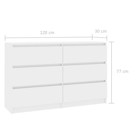 Sideboard High Gloss White 120x30x77 cm Chipboard - Image 6