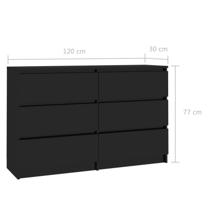 Sideboard High Gloss Black 120x30x77 cm Chipboard - Image 6