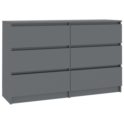 Sideboard High Gloss Grey 120x30x77 cm Chipboard - Image 2