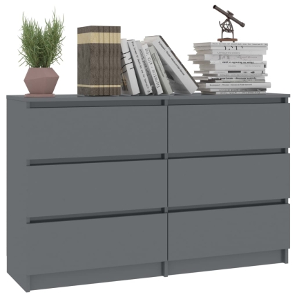 Sideboard High Gloss Grey 120x30x77 cm Chipboard - Image 3
