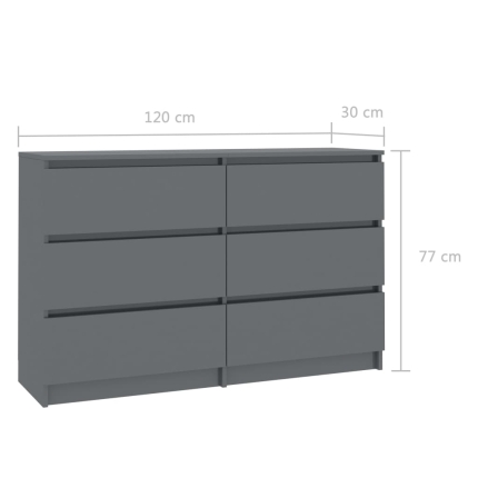 Sideboard High Gloss Grey 120x30x77 cm Chipboard - Image 6