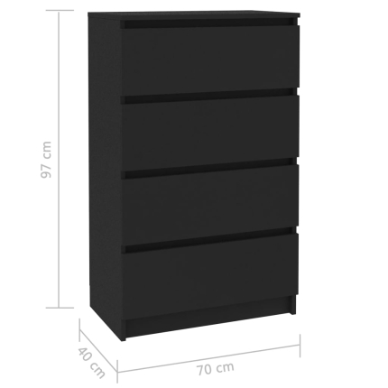 Sideboard Black 70x40x97 cm Chipboard - Image 6