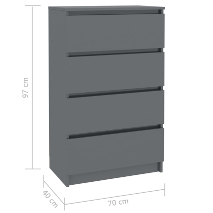 Sideboard High Gloss Grey 70x40x97 cm Chipboard - Image 6