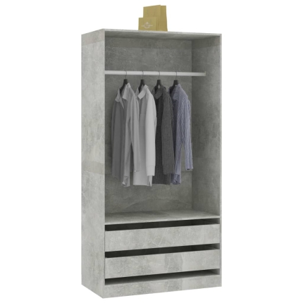 Wardrobe Concrete Grey 100x50x200 cm Chipboard - Image 2