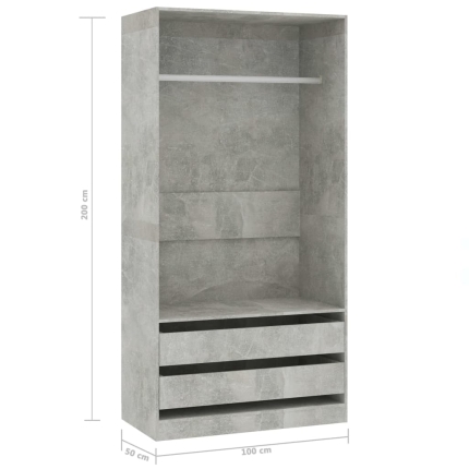 Wardrobe Concrete Grey 100x50x200 cm Chipboard - Image 6