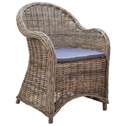 Outdoor Chairs 4 pcs with Cushions Natural Rattan - Image 2
