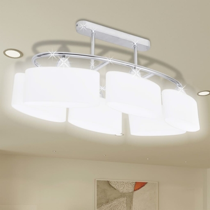 Ceiling Lamp with Ellipsoid Glass Shades 4 pcs E14 - Image 3