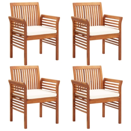 5 Piece Outdoor Dining Set with Cushions Solid Acacia Wood - Image 4