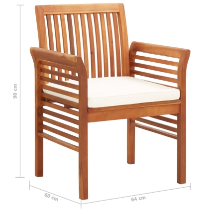 5 Piece Outdoor Dining Set with Cushions Solid Acacia Wood - Image 9