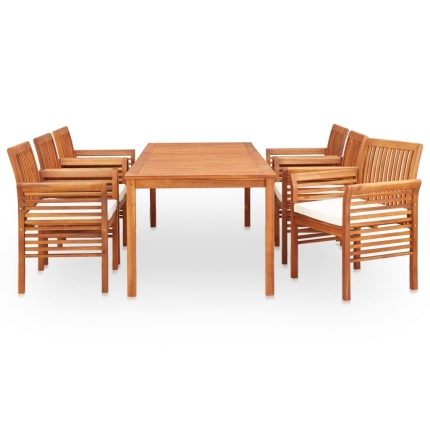7 Piece Outdoor Dining Set with Cushions Solid Acacia Wood - Image 3