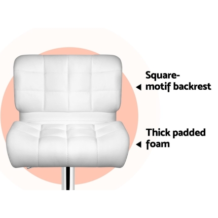 Artiss Set of 2 PU Leather Gas Lift Bar Stools - White and Chrome - Image 5