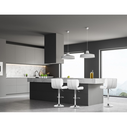 Artiss Set of 2 PU Leather Gas Lift Bar Stools - White and Chrome - Image 6