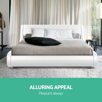 Artiss Queen Size PU Leather Bed Frame - White - Image 3