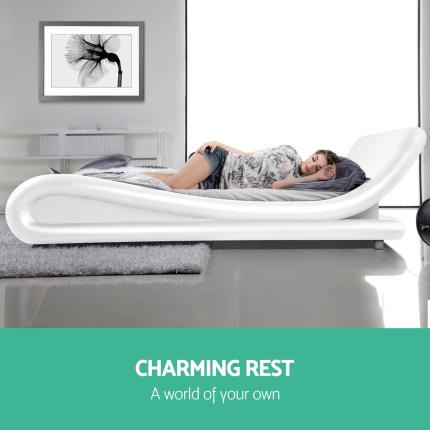 Artiss Queen Size PU Leather Bed Frame - White - Image 4