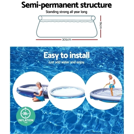 Bestway Above Ground Swimming Pool 305x76cm Fast Set Pool Family - Image 6