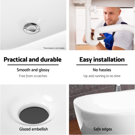 Cefito Ceramic Bathroom Basin Sink Vanity Above Counter Basins White Hand Wash - Image 5