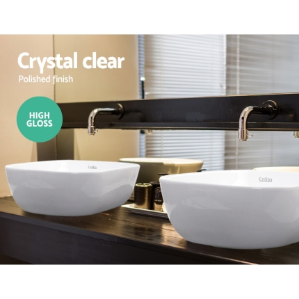 Cefito Ceramic Bathroom Basin Sink Vanity Above Counter Basins White Hand Wash - Image 6