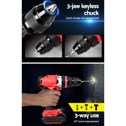 GIANTZ Hammer Drill Impact Cordless Brushless Drill Electric 20V Lithium - Image 6