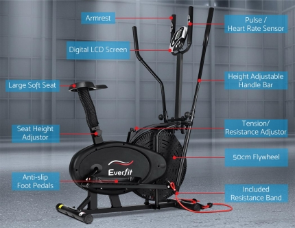 Everfit 5in1 Elliptical Cross Trainer Exercise Bike Bicycle Home Gym Fitness Machine Running Walking - Image 4