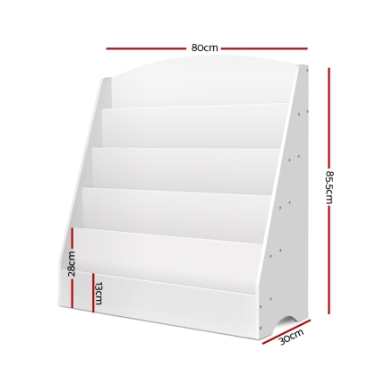 Keezi 5 Tiers Kids Bookshelf Magazine Rack Shelf Organiser Bookcase Display - Image 2