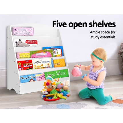 Keezi 5 Tiers Kids Bookshelf Magazine Rack Shelf Organiser Bookcase Display - Image 4