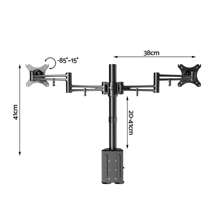 Artiss Monitor Arm Mount Dual Black - Image 2