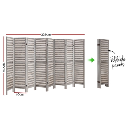 Artiss 8 Panel Room Divider Screen Privacy Wood Dividers Timber Stand Grey - Image 8
