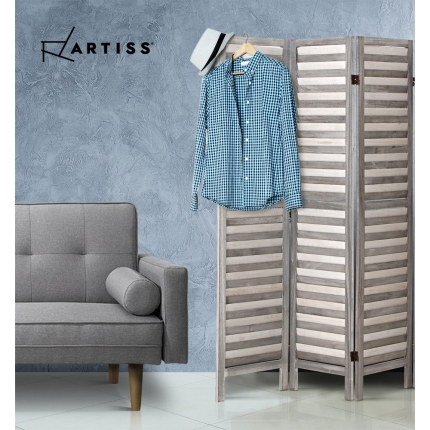 Artiss 8 Panel Room Divider Screen Privacy Wood Dividers Timber Stand Grey - Image 9